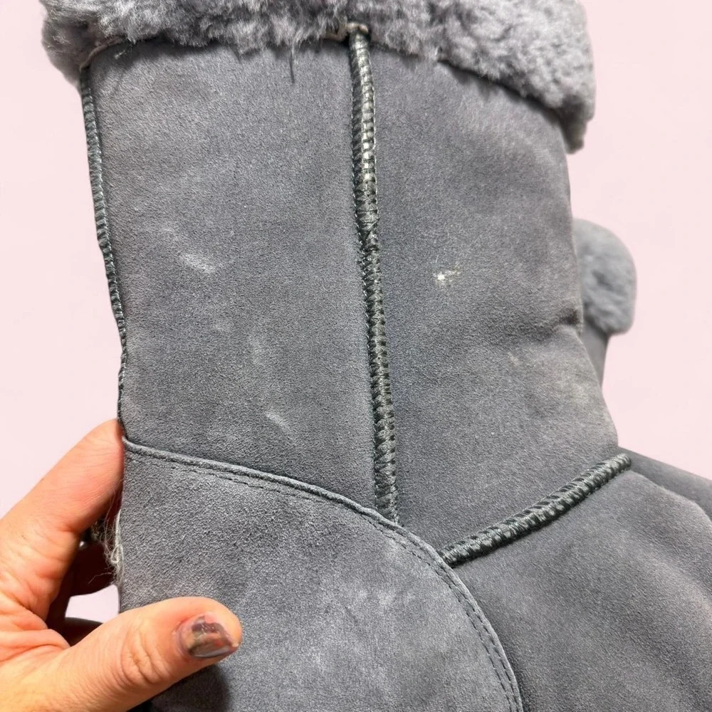 Bearpaw Marissa Grey Suede Sheepskin Wool Winter Boots 1208W Womens 9